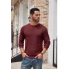 COOFANDY Men’s Henley Knit Sweater Long Sleeve Button Pullover Sweater Casual Waffle Texture Fashion Henley Sweater(Wine Red)