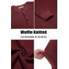 COOFANDY Men’s Henley Knit Sweater Long Sleeve Button Pullover Sweater Casual Waffle Texture Fashion Henley Sweater(Wine Red)