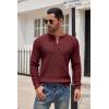 COOFANDY Men’s Henley Knit Sweater Long Sleeve Button Pullover Sweater Casual Waffle Texture Fashion Henley Sweater(Wine Red)
