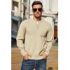 COOFANDY Men’s Henley Knit Sweater Long Sleeve Mid-Weight Soft Pullover Shirt with Chest Pocket(Beige)