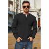 COOFANDY Men’s Henley Knit Sweater Long Sleeve Mid-Weight Soft Pullover Shirt with Chest Pocket(Black)