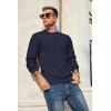 COOFANDY Men’s Henley Knit Sweater Long Sleeve Mid-Weight Soft Pullover Shirt with Chest Pocket(Dark Navy)