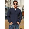 COOFANDY Men’s Henley Knit Sweater Long Sleeve Mid-Weight Soft Pullover Shirt with Chest Pocket(Dark Navy)