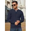 COOFANDY Men’s Henley Knit Sweater Long Sleeve Mid-Weight Soft Pullover Shirt with Chest Pocket(Dark Navy)