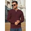 COOFANDY Men’s Henley Knit Sweater Long Sleeve Mid-Weight Soft Pullover Shirt with Chest Pocket(Deep Red)