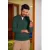 COOFANDY Men’s Henley Knit Sweater Long Sleeve Mid-Weight Soft Pullover Shirt with Chest Pocket(Lake Green)