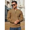 COOFANDY Men’s Henley Knit Sweater Long Sleeve Mid-Weight Soft Pullover Shirt with Chest Pocket(Light Brown)