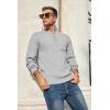COOFANDY Men’s Henley Knit Sweater Long Sleeve Mid-Weight Soft Pullover Shirt with Chest Pocket(Light Grey)