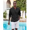 COOFANDY Men’s Henley Shirt Long Sleeve Lightweight Casual T-Shirt Summer Beach Hippie Tee Shirt(Black)
