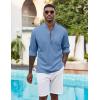COOFANDY Men’s Henley Shirt Long Sleeve Lightweight Casual T-Shirt Summer Beach Hippie Tee Shirt(Blue)
