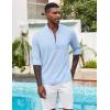 COOFANDY Men’s Henley Shirt Long Sleeve Lightweight Casual T-Shirt Summer Beach Hippie Tee Shirt(Light Blue)