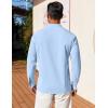 COOFANDY Men’s Henley Shirt Long Sleeve Lightweight Casual T-Shirt Summer Beach Hippie Tee Shirt(Light Blue)