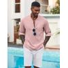 COOFANDY Men’s Henley Shirt Long Sleeve Lightweight Casual T-Shirt Summer Beach Hippie Tee Shirt(Pink)