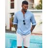 COOFANDY Men’s Henley Shirt Long Sleeve Lightweight Casual T-Shirt Summer Beach Hippie Tee Shirt(Sky Blue)