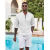 COOFANDY Men’s Henley Shirt Long Sleeve Lightweight Casual T-Shirt Summer Beach Hippie Tee Shirt(White)