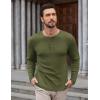 COOFANDY Mens Henley Shirts Long Sleeve Lightweight Buttons T-Shirts Casual Basic Pullover Top(Army Green)