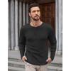 COOFANDY Mens Henley Shirts Long Sleeve Lightweight Buttons T-Shirts Casual Basic Pullover Top(Black)