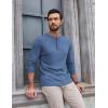 COOFANDY Mens Henley Shirts Long Sleeve Lightweight Buttons T-Shirts Casual Basic Pullover Top(Blue)