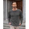 COOFANDY Mens Henley Shirts Long Sleeve Lightweight Buttons T-Shirts Casual Basic Pullover Top(Dark Grey)