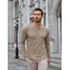 COOFANDY Mens Henley Shirts Long Sleeve Lightweight Buttons T-Shirts Casual Basic Pullover Top(Khaki)
