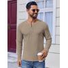 COOFANDY Mens Henley Shirts Long Sleeve Lightweight Buttons T-Shirts Casual Basic Pullover Top(Khaki)