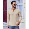 COOFANDY Mens Henley Shirts Long Sleeve Lightweight Buttons T-Shirts Casual Basic Pullover Top(Light Khaki)