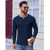 COOFANDY Mens Henley Shirts Long Sleeve Lightweight Buttons T-Shirts Casual Basic Pullover Top(Navy Blue)