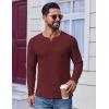 COOFANDY Mens Henley Shirts Long Sleeve Lightweight Buttons T-Shirts Casual Basic Pullover Top(Wine Red)