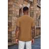COOFANDY Men’s Henley Shirts Short Sleeve Casual Summer Basic Tee Solid Button T-Shirts(Light Brown)