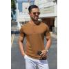 COOFANDY Men’s Henley Shirts Short Sleeve Casual Summer Basic Tee Solid Button T-Shirts(Light Brown)
