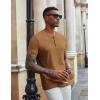 COOFANDY Men’s Henley Shirts Short Sleeve Casual Summer Basic Tee Solid Button T-Shirts(Light Brown)