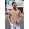 COOFANDY Men’s Henley Shirts Short Sleeve Casual Summer Basic Tee Solid Button T-Shirts(Light Khaki)