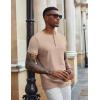 COOFANDY Men’s Henley Shirts Short Sleeve Casual Summer Basic Tee Solid Button T-Shirts(Light Khaki)