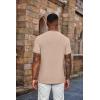 COOFANDY Men’s Henley Shirts Short Sleeve Casual Summer Basic Tee Solid Button T-Shirts(Light Khaki)