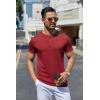 COOFANDY Men’s Henley Shirts Short Sleeve Casual Summer Basic Tee Solid Button T-Shirts(Wine Red)