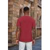 COOFANDY Men’s Henley Shirts Short Sleeve Casual Summer Basic Tee Solid Button T-Shirts(Wine Red)