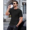 COOFANDY Mens Henley Short Sleeve T-Shirts Casual Ribbed Slim Fit T Shirts Stretch Muscle Shirts Basic Summer Tee Shirts with Pocket Black