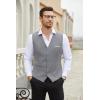 COOFANDY Men’s Herringbone Tweed Suit Vests Slim Fit Waistcoat Casual Business Dress Vest(Light Grey)