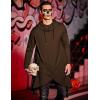COOFANDY Men’s Hooded Poncho Cape Cloak Casual Asymmetric Hem Hoodie Sweatshirts(Dark Brown)