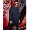 COOFANDY Men’s Hooded Poncho Cape Cloak Casual Asymmetric Hem Hoodie Sweatshirts(Navy Blue)