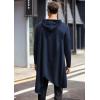COOFANDY Men’s Hooded Poncho Cape Cloak Casual Asymmetric Hem Hoodie Sweatshirts(Navy Blue)