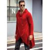 COOFANDY Men’s Hooded Poncho Cape Cloak Casual Asymmetric Hem Hoodie Sweatshirts(Red)