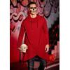 COOFANDY Men’s Hooded Poncho Cape Cloak Casual Asymmetric Hem Hoodie Sweatshirts(Red)