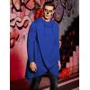 COOFANDY Men’s Hooded Poncho Cape Cloak Casual Asymmetric Hem Hoodie Sweatshirts(Snorkel Blue)