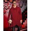 COOFANDY Men’s Hooded Poncho Cape Cloak Casual Asymmetric Hem Hoodie Sweatshirts(Wine Red)
