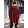 COOFANDY Men’s Hooded Poncho Cape Cloak Casual Asymmetric Hem Hoodie Sweatshirts(Wine Red)