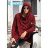 COOFANDY Men’s Hooded Poncho Cape Cloak Casual Asymmetric Hem Hoodie Sweatshirts(Wine Red)
