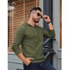 COOFANDY Mens Hooded Sweatshirt Casual Long Sleeve Drawstring Waffle Knit Hoodies Slim Fit Hoodies Pullover(Army Green)