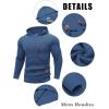 COOFANDY Mens Hooded Sweatshirt Casual Long Sleeve Drawstring Waffle Knit Hoodies Slim Fit Hoodies Pullover(Blue)