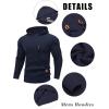 COOFANDY Mens Hooded Sweatshirt Casual Long Sleeve Drawstring Waffle Knit Hoodies Slim Fit Hoodies Pullover(Navy Blue)